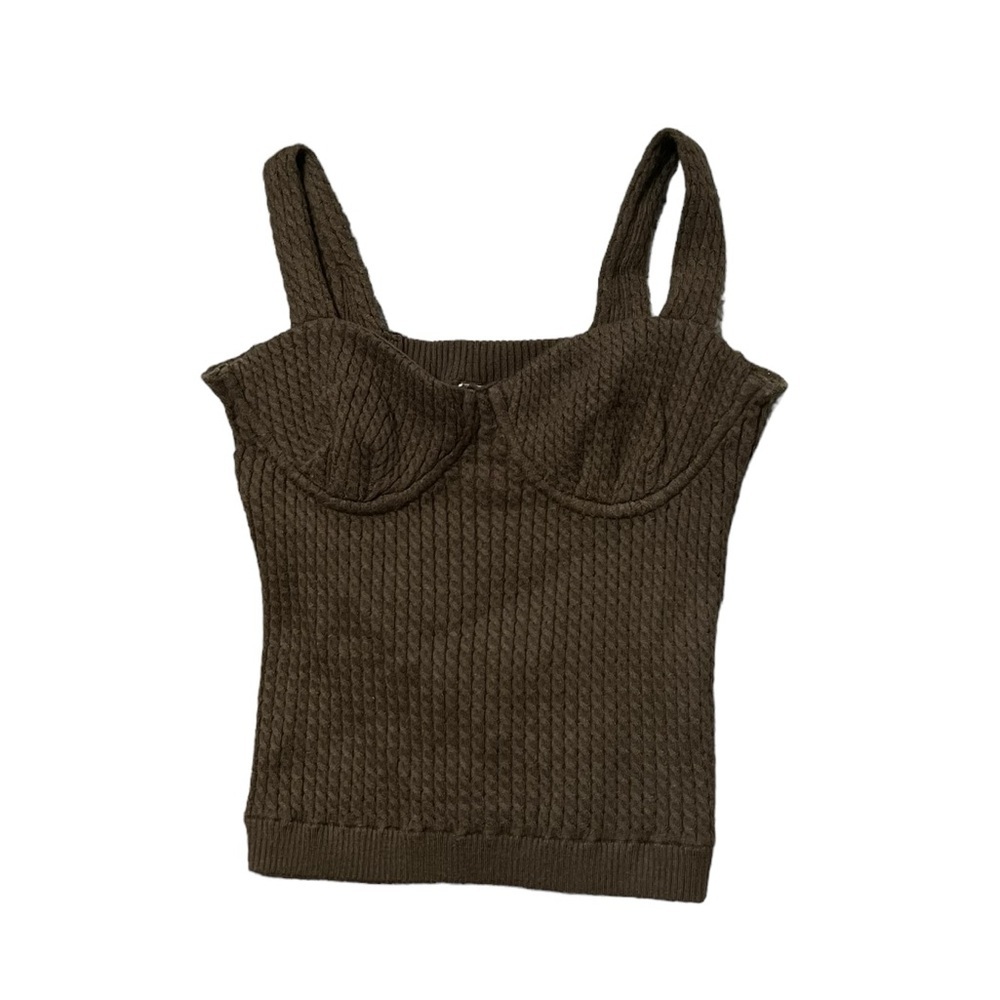 WeWoreWhat x Danielle Bernstein Brown Knit Bustier Tank Top - Picture 4 of 6